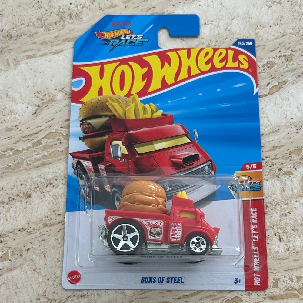 NEW 🆕 Hot Wheels Buns of Steel Diecast Car Red Let’s Race Series 5/5 1:64